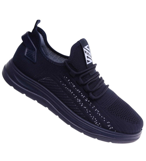 Wsuwane granatowe sneakersy męskie /D8-1 18007 G389/