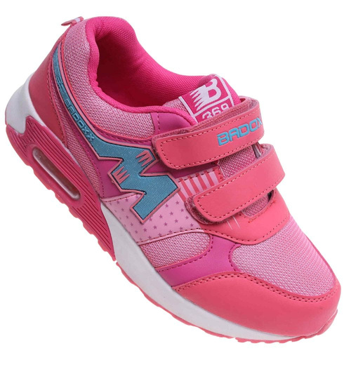 Sportowe buty dziewczęce na rzepy Różowe /G12-2 18130 T292/