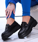 Czarne półbuty loafersy na niskiej platfomie /G2-2 14879A T485/