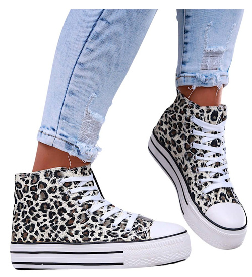 Wysokie trampki damskie na platformie Panterka /D9-2 16741 G9-84/