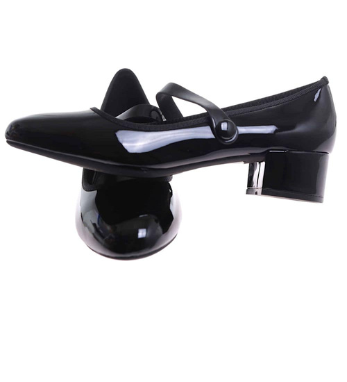 Czarne czółenka z paskiem na niskim obcasie /C2-2 17731 W187/