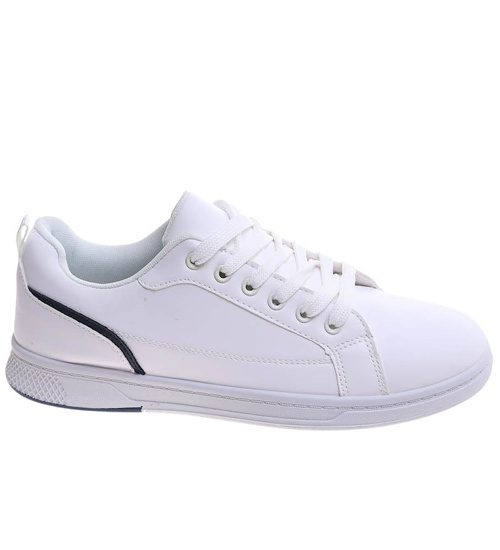 Sznurowane białe trampki męskie /F8-2 16661 T226/