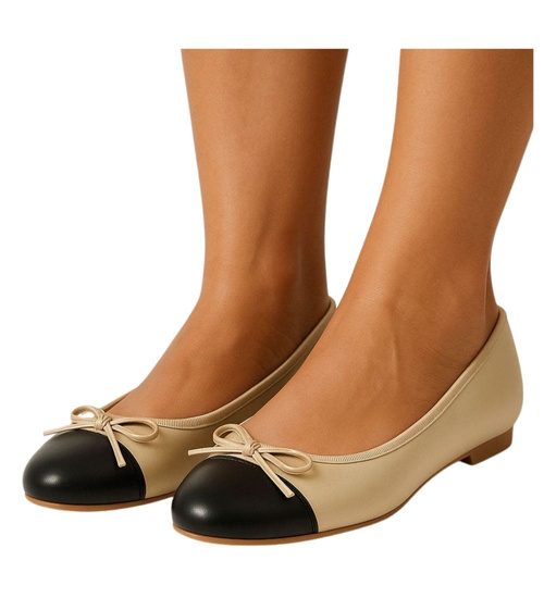 Baleriny damskie złote z kokardą /E6-3 17822 G193/