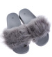 Szare damskie klapki z obfitym futerkiem /E1-3 15194 T199/