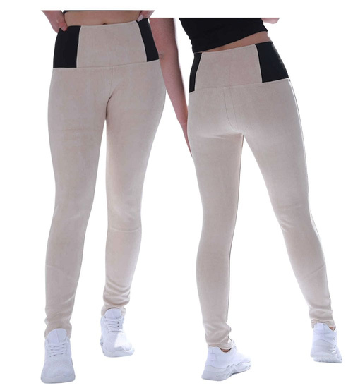 Beżowo czarne legginsy damskie /H2 K43 UB934 G8-6/