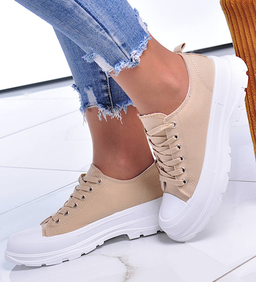 Mega modne damskie trampki Khaki /B3-2 12429 S290/