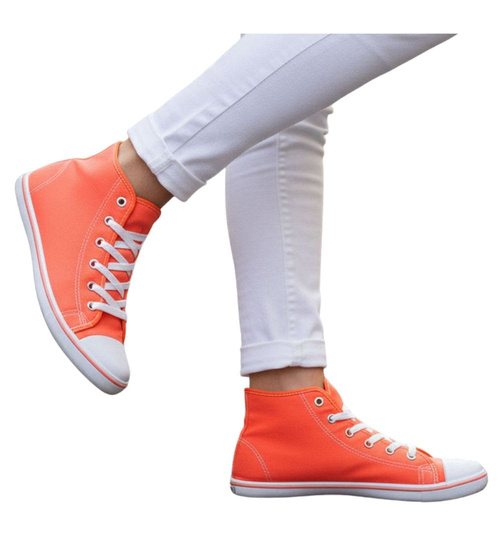 Pomarańczowe trampki damskie /F1-1 7408 S094/