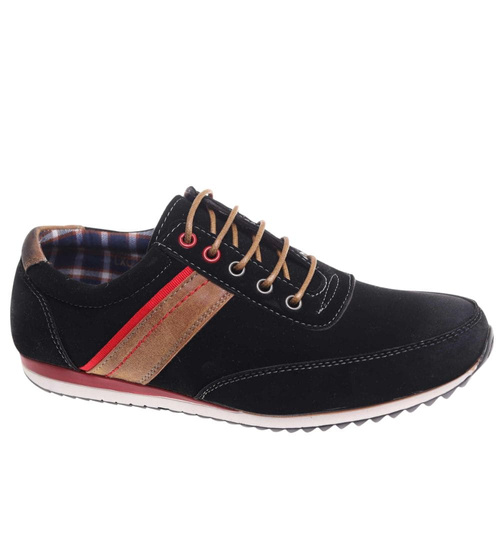 Wiązane czarne buty chłopięce /C3-3 18023 T383/