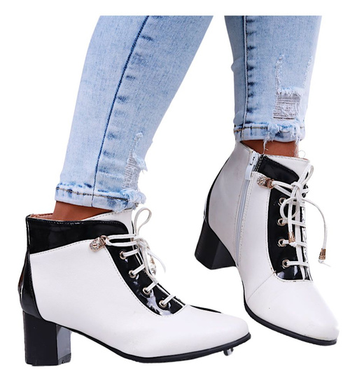 Ocieplane białe botki damskie /A5-1 16759 T130/