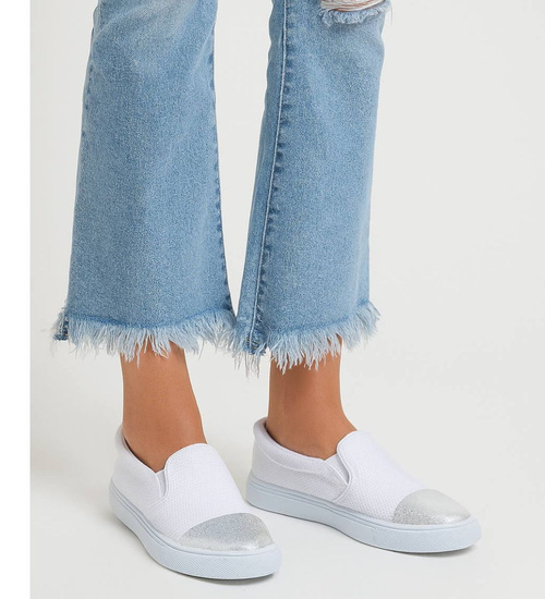 Wsuwane białe trampki dziewczęce slip on /B5-2 13683 T004/