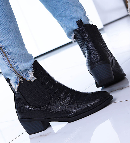 Czarne damskie botki sztyblety /F4-3 15140 S395/