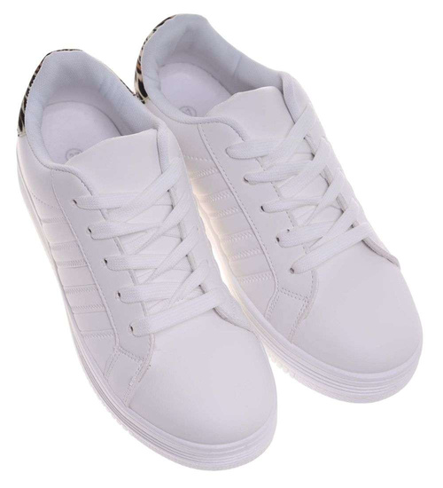 Wiązane trampki damskie białe /A8-3 18662 T187/