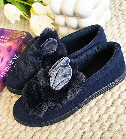 Wsuwane granatowe zamszowe trampki z uszami slip on /E2-3 15623 T037/