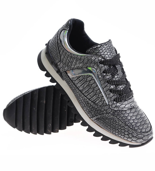 Srebrne damskie buty sportowe /E6-1 12549 T285/