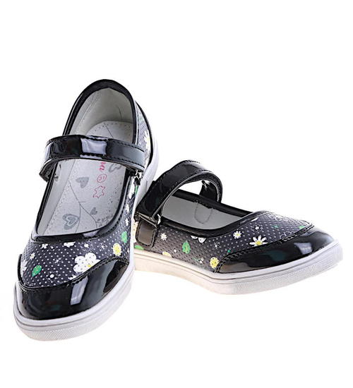 Czarne dziewczęce baleriny z  paseczkiem /A6-2 14942 S089/