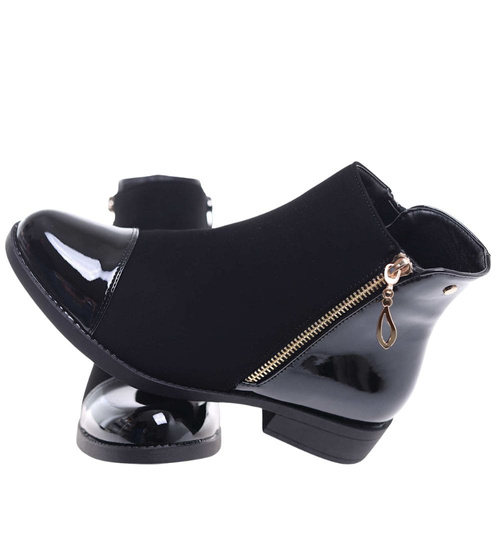 Klasyczne czarne botki damskie ocieplane /A9-2+h2 18327 W400/