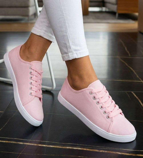 Pastelowe tenisówki damskie Różowe /A4-3 18719 T7/