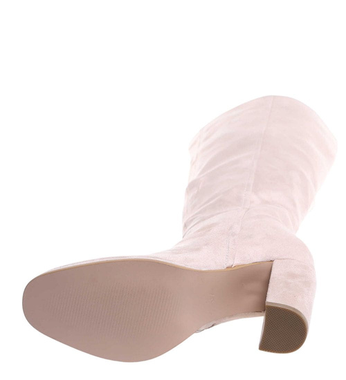 Klasyczne beżowe kozaki do kolan /C4-1 18331 T600/