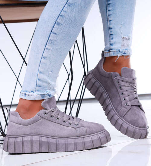 Szare trampki creepersy na platformie /C5-3 16658 S230/