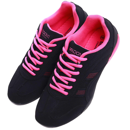 Sznurowane czarno fuksjowe buty sportowe /C1-3 H2 14992 S149/