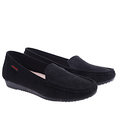 Czarne jesienne baleriny lordsy wsuwane mokasyny /E7-3 14672 T488/