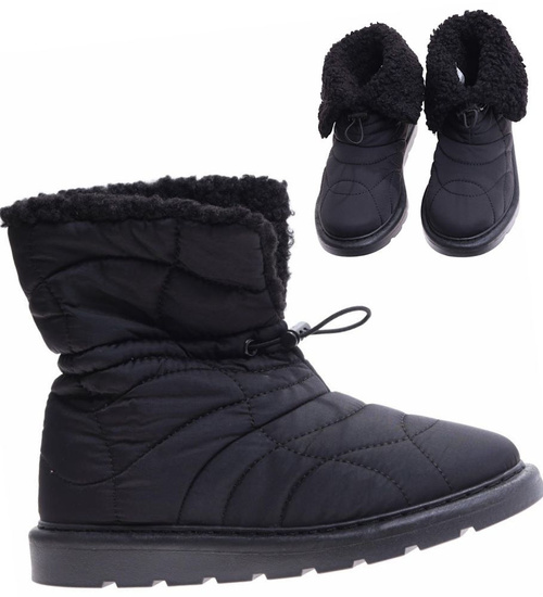 Czarne kozaki śniegowce z futerkiem /E8-1 17014 G284/