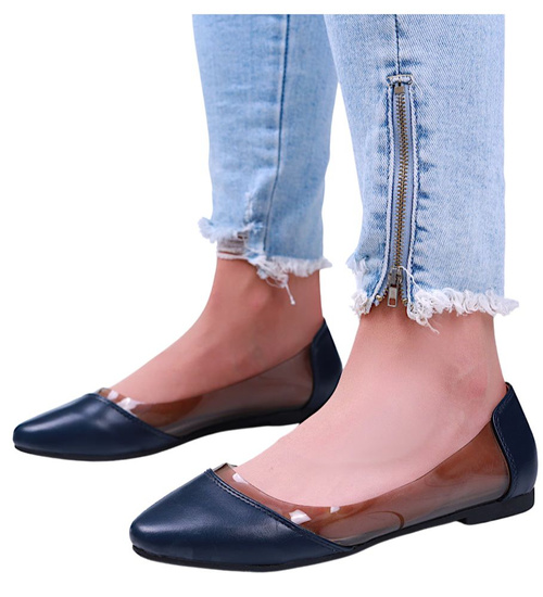 Transparentne granatowe balerinki /G13-2 15850 T190/