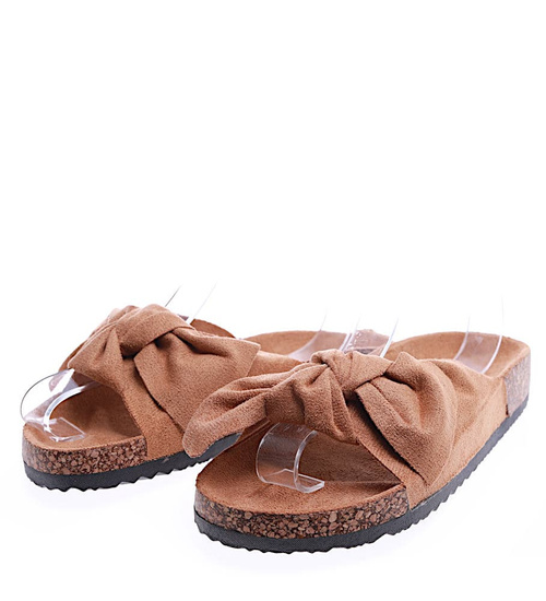 Camelowe klapki espadryle na platformie /G3-2 14464 T297/