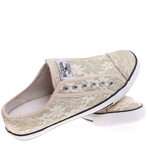 Wsuwane złote trampki damskie /E3-1 16495 G8-6/