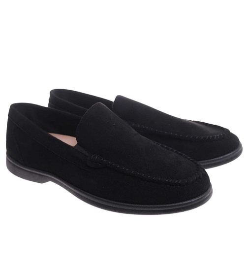 Buty męskie wsuwane czarne mokasyny /G2-1 17826 T288/