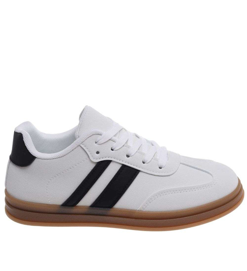Białe sznurowane buty sportowe casual /F3-2 18808 W287/