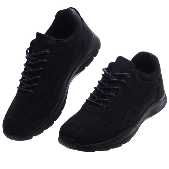 Czarne sznurowane męskie buty sportowe /A9-3 17359 T385/