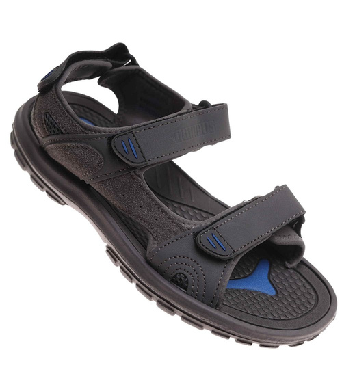 Szare lekkie sandały męskie na rzepy /A1-1 17909 T289/