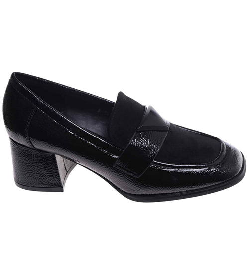 Czarne czółenka na grubym obcasie /G1-2 18235 W206/