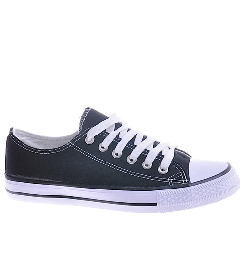 Trampki tekstylne sznurowane Czarne /F3-2 10507 S292/