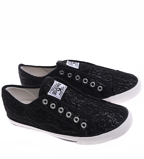 Wsuwane czarne trampki damskie /G3-1 16494 G8-6/