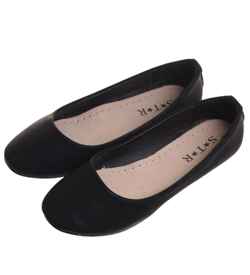 Czarne klasyczne baleriny damskie /A10-2 H2 4566 S087/