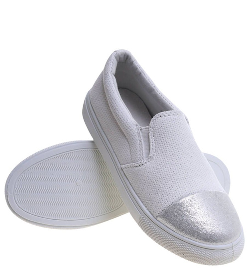 Wsuwane białe trampki dziewczęce slip on /B5-2 13683 T004/