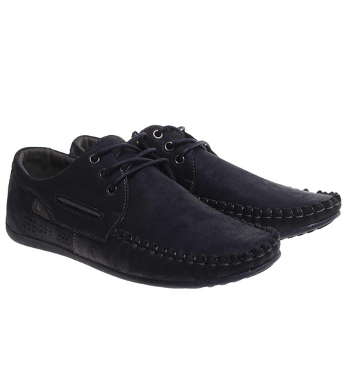 Męskie sznurowane półbuty Granatowe /A5-1 17983 T259/