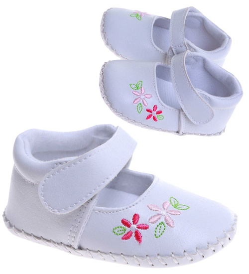 Białe niemowlęce buciki z haftem /H2 17573 MX2-5/