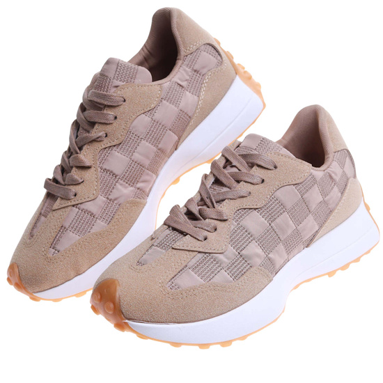 Wiązane damskie buty sportowe Khaki /D9-1 17340 T232/
