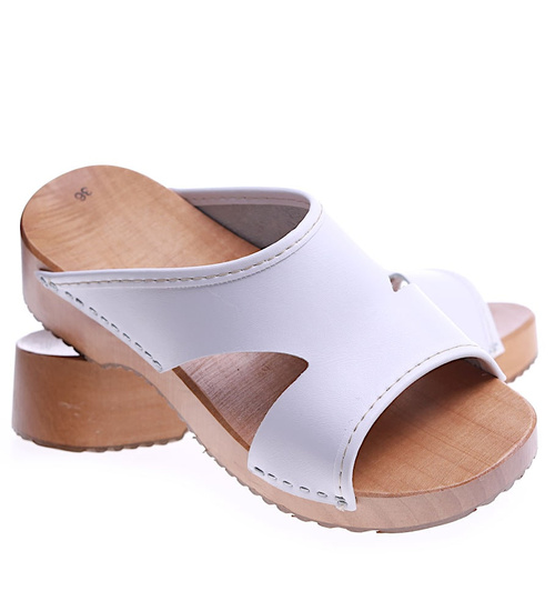 Drewniaki chodaki trepy klapki Białe /F8-1 Ae638 S338/