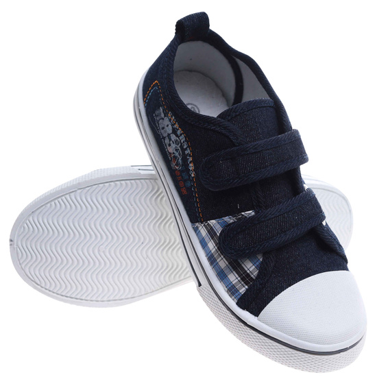 Granatowe chłopięce tenisówki na rzepy /E3-3 17436 T189/