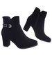 Eleganckie botki zimowe na obcasie czarne /C7-3 18571 W422/