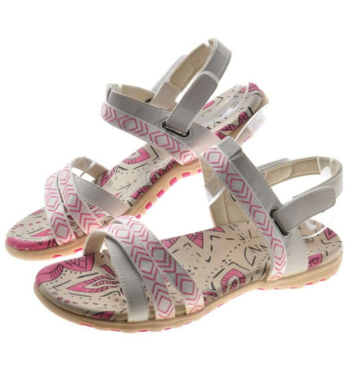 Komfortowe sandały w sportowym stylu Beżowo-Różowe /F3-2 8523 S293/