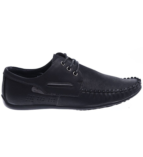 Sznurowane męskie czarne półbuty /A4-3 15732 T380/