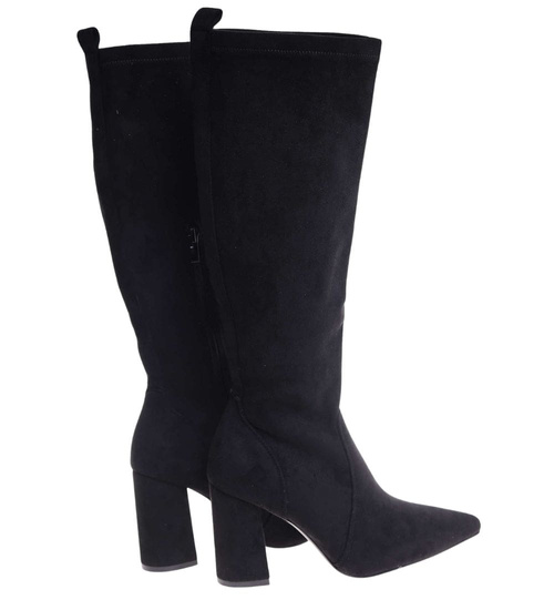 Klasyczne czarne kozaki damskie na obcasie /F3-2 18385 W456/