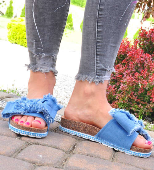 Damskie niebieskie klapki /F10-2-2 12223 T296/ Damskie niebieskie klapki /F10-2-2 12223 T296/