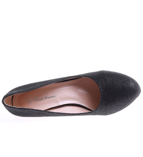 Czarne klasyczne czółenka na obcasie i platformie /D6-2 17153 G185/