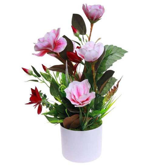 Fioletowe lilie w doniczce- sztuczne kwiaty Kompozycja 60 cm KOMP80